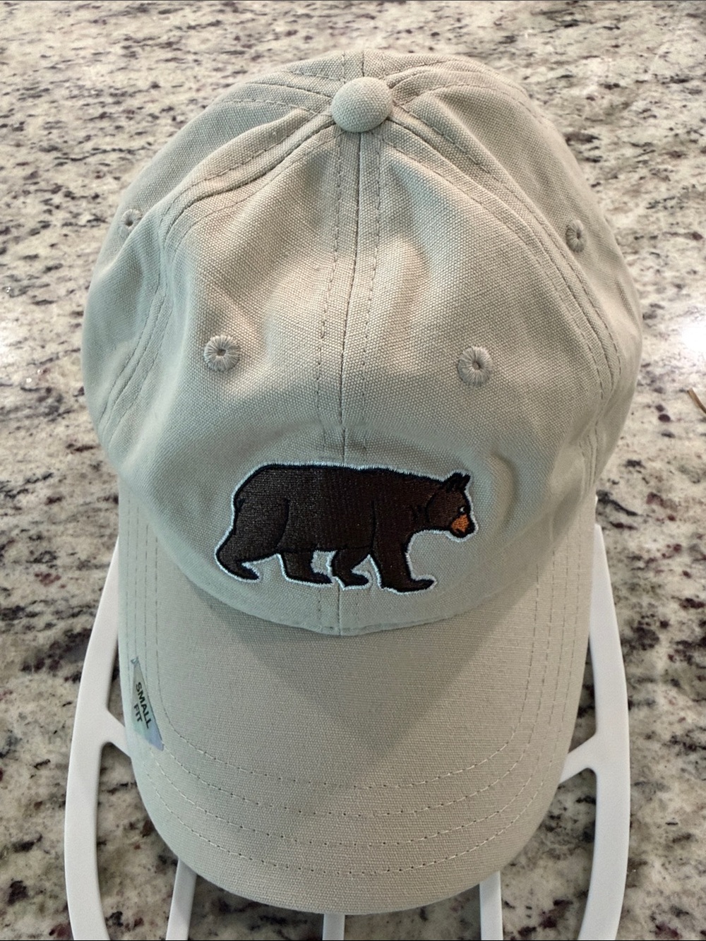 Beige Men's Baseball Cap with Embroidered Bear Patch